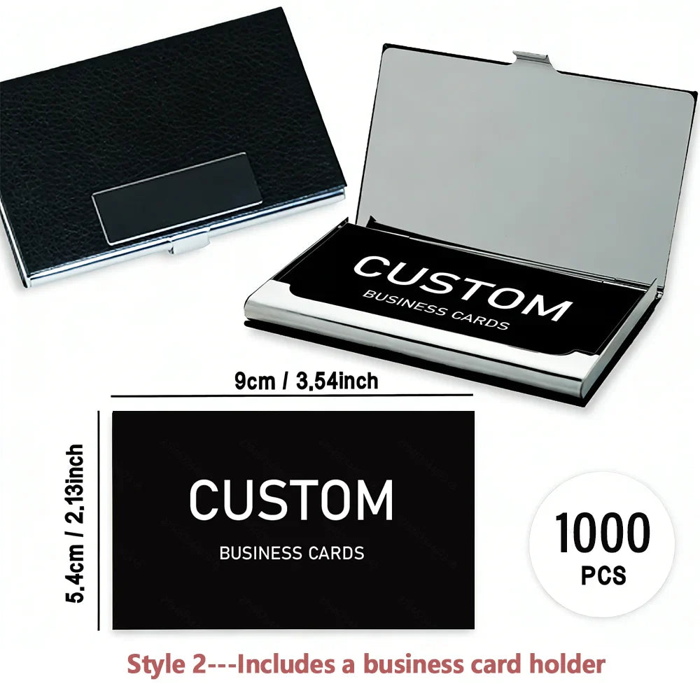 200/500/1000pcs Customizable Cards, Personalized Business Cards with Acrylic Storage Box, Waterproof Thank You Invitations