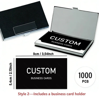 200/500/1000pcs Customizable Cards, Personalized Business Cards with Acrylic Storage Box, Waterproof Thank You Invitations
