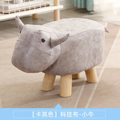 Real Wood Low Stools Creative Animal Elephant Cartoon Family Change Shoe taburete Small Stool ottomans Lovely pouf