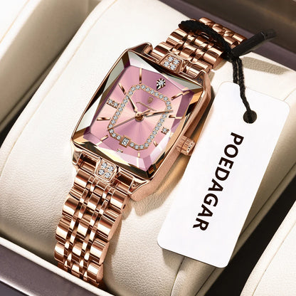 POEDAGAR Luxury Woman Watch Waterproof Wristwatch Stainless Steel Quartz