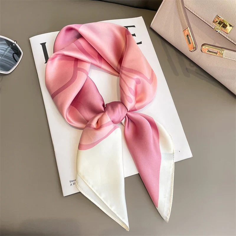Luxury Brand Silk Satin Square Plaid Scarf