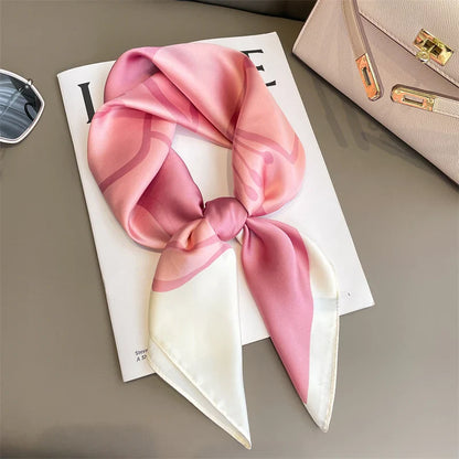 Luxury Brand Silk Satin Square Plaid Scarf