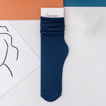 Multicolor Solid Color Ice Silk Velvet Mid Tube Women summer Socks Soft Thin