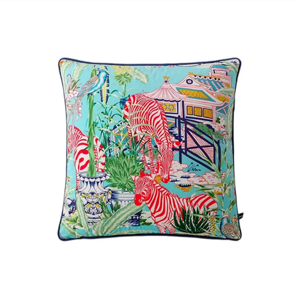 Tiger Home Cushion Velvet Cover Cheetah With Ginger Jar Decorative Pillow Case