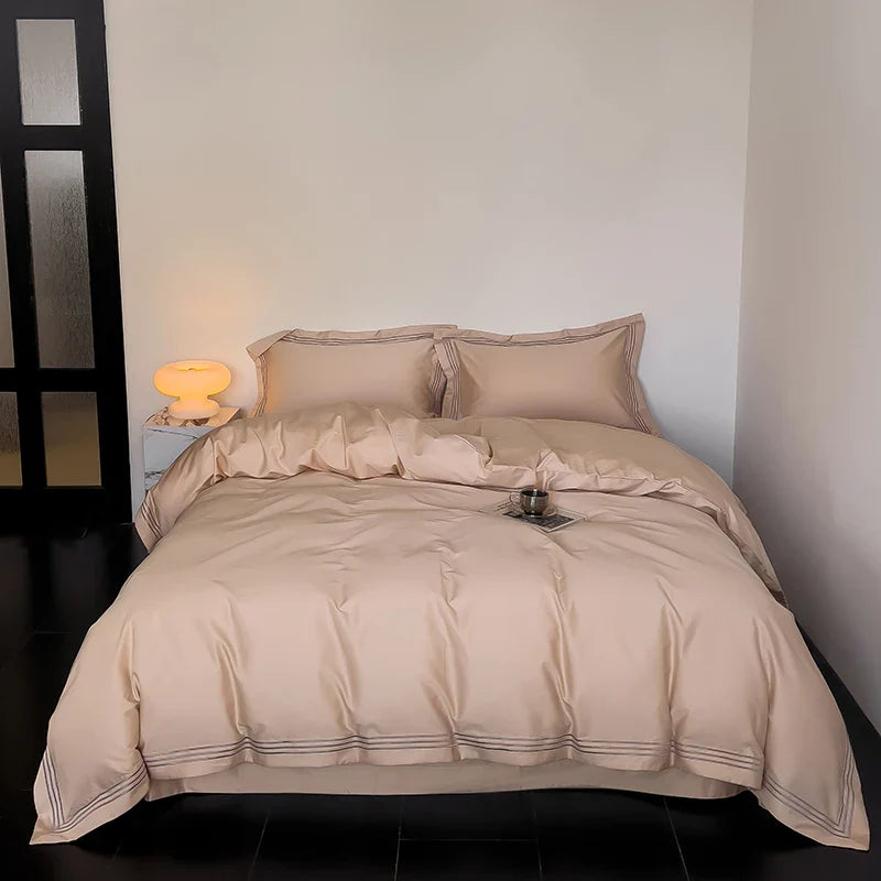 Luxury 1000TC Egyptian Cotton Solid Color Hotel Style Embroidery Bedding Duvet cover Set