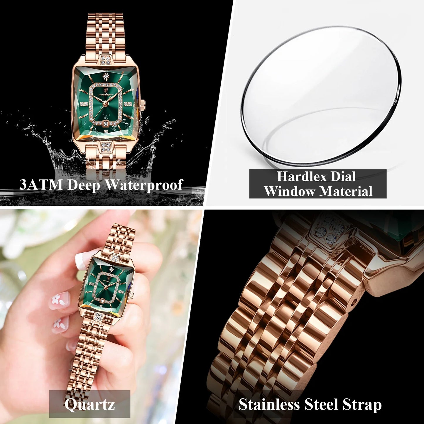POEDAGAR Luxury Woman Watch Waterproof Wristwatch Stainless Steel Quartz