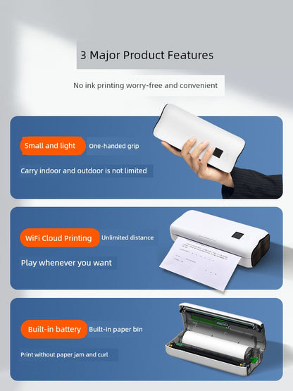 Compact Portable Miniature Printer for Homework Wireless Ideal for Student Dormitory