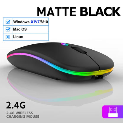 LED Wireless Mouse USB Rechargeable