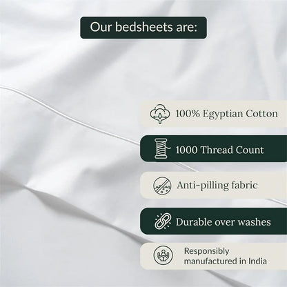100% Egyptian Cotton Bed Sheet Set 1000TC Twin, Full or Single