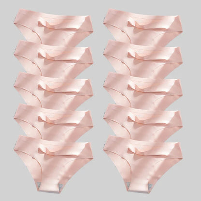10PCS/Set Seamless women's Comfortable Underwear Silk Satin Breathable