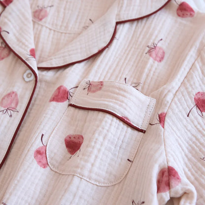 Summer pajamas short-sleeved shorts two-piece cotton crepe
