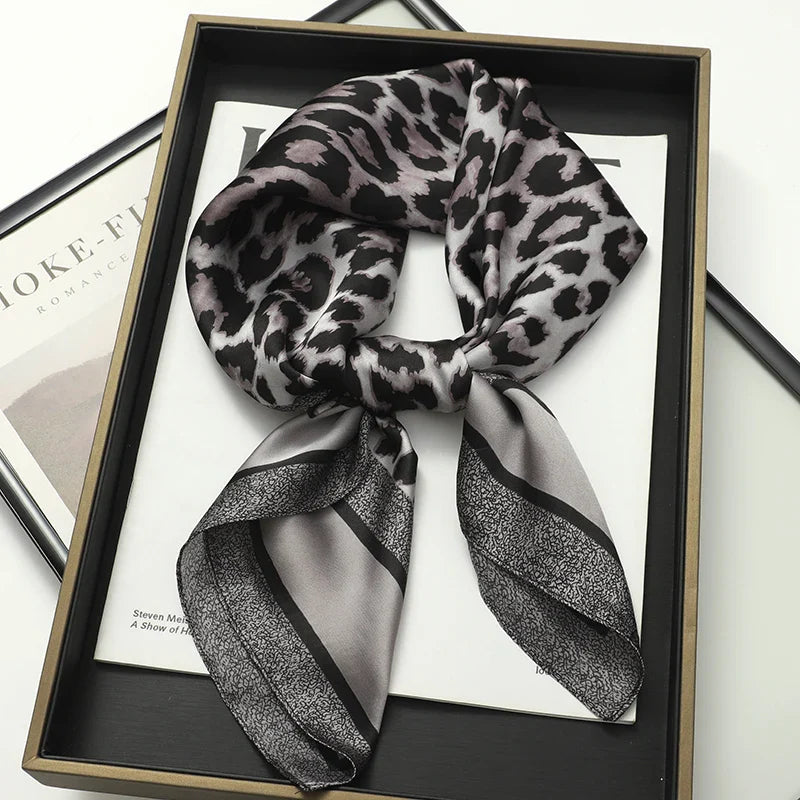 Luxury Brand Silk Satin Square Plaid Scarf