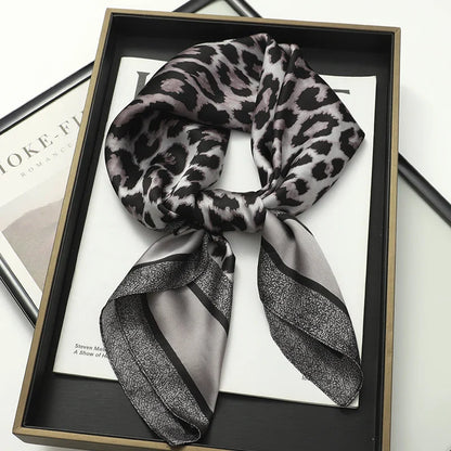 Luxury Brand Silk Satin Square Plaid Scarf
