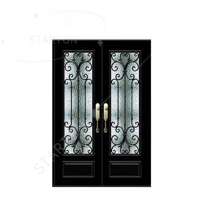Supplier European New Grill Latest Design Safety Double Entrance Wrought Iron Door