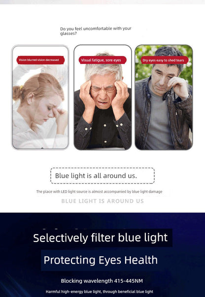 Fashion Blue Light Reading Glasses TR90 Light Anti-Radiation Men & Women Anti-Fatigue Presbyopic Glasses