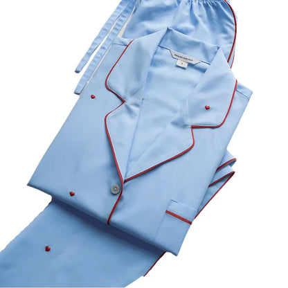 Women Luxury Embroidery Pajama Set Cotton Sleepwear Long Sleeve