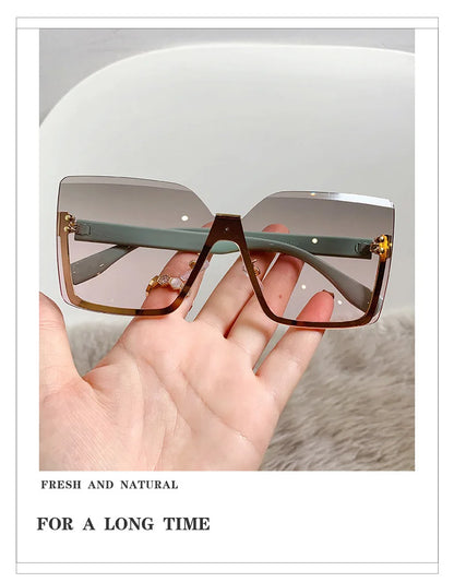 European & American Style Half-frame Metal Anti-UV Slip Sunglasses