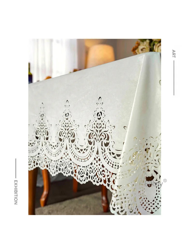 EIFLOY-Italian Velvet Tablecloth Rectangle, Luxury Lace Table Cover, Soft Dining Table Cloth, European, Party Table Decoration