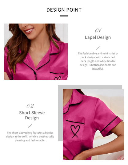 Women's Pajamas Lounge Set Short Sleeve Top & Shorts