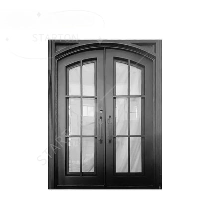 Supplier European New Grill Latest Design Safety Double Entrance Wrought Iron Door