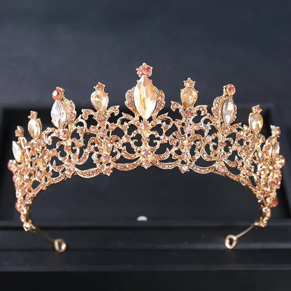 Gold Color Luxury Crystal Wedding Tiaras Crowns Party Rhinestone Prom Bridal Diadem Crown Tiara Hair Jewelry