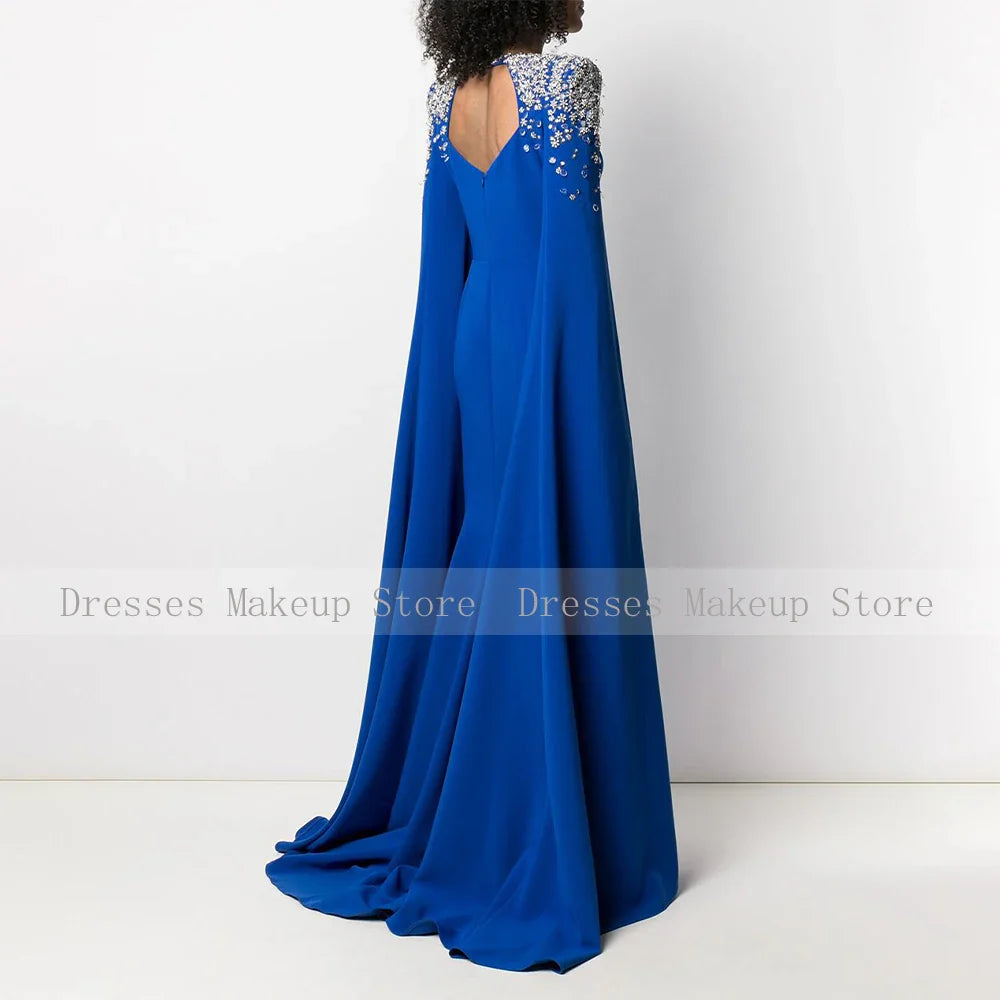 Luxury Formal Evening Dress Crystals Mermaid Dark Royal Blue