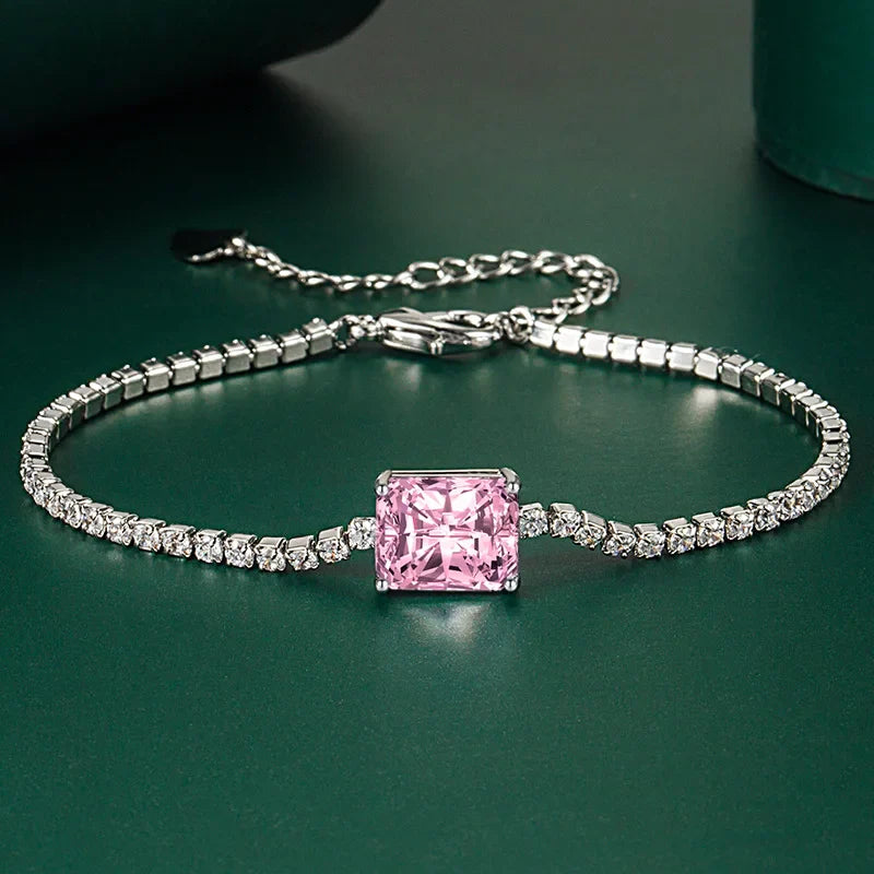 Moissanite Tennis Bracelets for Women Luxury Wedding Engagement Jewelry 925 Sterling Silver Bangles Plated 18K white gold