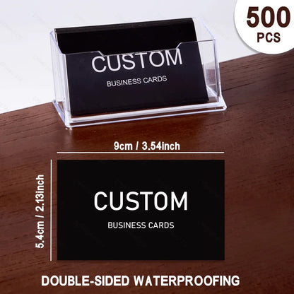 200/500/1000pcs Customizable Cards, Personalized Business Cards with Acrylic Storage Box, Waterproof Thank You Invitations