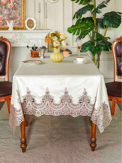 EIFLOY-Italian Velvet Tablecloth Rectangle, Luxury Lace Table Cover, Soft Dining Table Cloth, European, Party Table Decoration