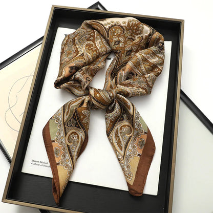 Print Luxury Pashmina Silk Scarf for Headband or Neck