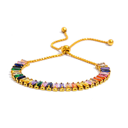 Women's Adjustable CZ Bracelet - Sparkling Zirconia Chain, Shines on Hypoallergenic Stainless Steel, Dazzling Everyday Jewelry