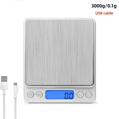 Digital Kitchen Scale Mini Pocket Stainless Steel 0.1/3000g Weigh Scales
