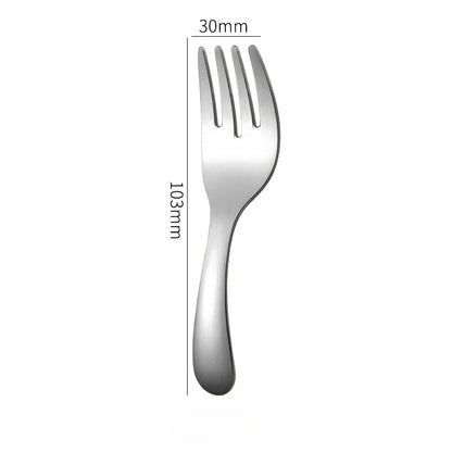 Mini Portable Stainless Steel Spoon Fork Set Storage Dessert Fruit Tool for Work School Short Handle Tableware Suitable for Kids