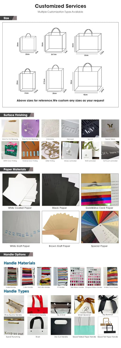 500Pcs Custom Shopping Bag Elegant Paper Packaging Cosmetic Gift Bags with Logo
