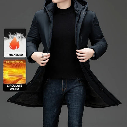 Long Thick Winter Hooded Parka Jacket Heavy Windbreaker Outdoor Windproof Coats Outerwear
