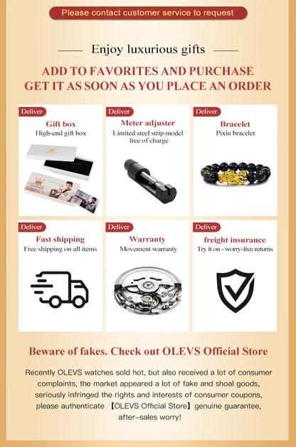 OLEVS Men's Watches Automatic Mechanical Business Wristwatch Waterproof Stainless Steel Strap Watch for Man Skeleton Calendar