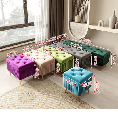 Luxury Nordic Fabric Ottomans long Sofa Bench with Storage