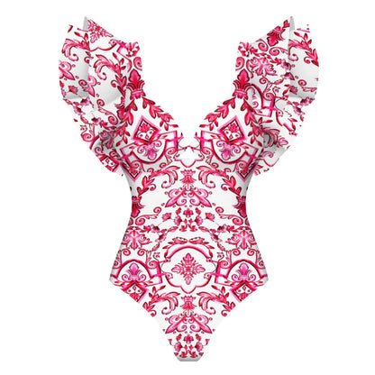 2-Piece Shoulder Ruffle Swimsuit With Cover Up Sexy Beachwear
