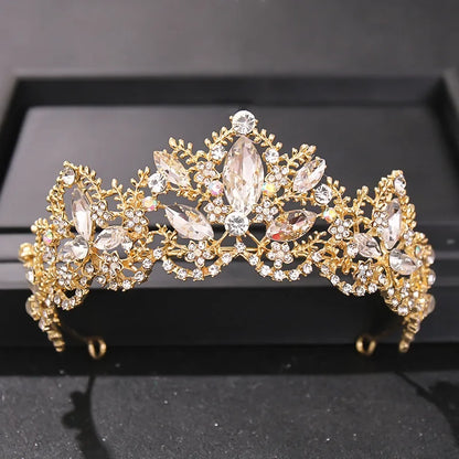 Gold Color Luxury Crystal Wedding Tiaras Crowns Party Rhinestone Prom Bridal Diadem Crown Tiara Hair Jewelry