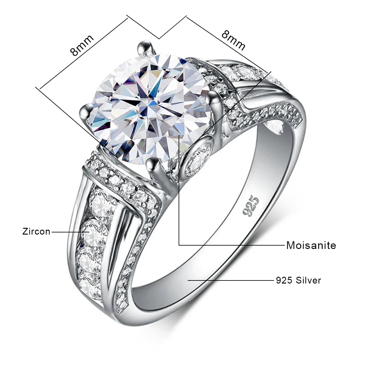 Szjinao 2ct Round Cut Moissanite Rose gold Ring For Women With Ceritificate Wedding Jewelry Delicate Gift Positive Authentic Hot