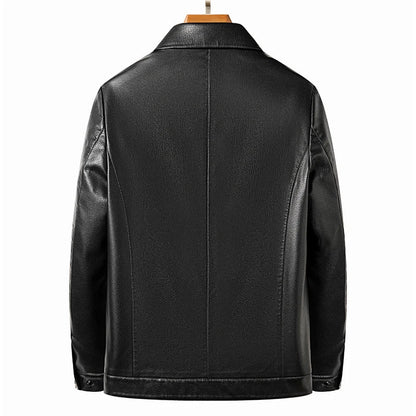 Men's Genuine Leather Polo Mock Neck Jacket Slim Sheepskin Coat Spring and Autumn