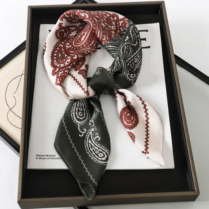 Luxury Brand Silk Satin Square Plaid Scarf