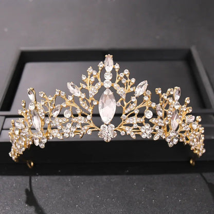 Gold Color Luxury Crystal Wedding Tiaras Crowns Party Rhinestone Prom Bridal Diadem Crown Tiara Hair Jewelry