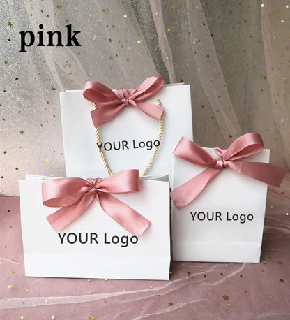 10 Pcs Custom Logo Gift Bag Packaging Box For Small Businesses Valentines Day Paper Bag Favors Boxes Wedding Birthday Flower
