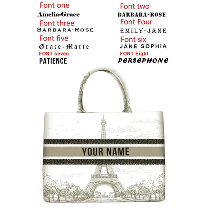 Personalized custom women's tote bag, canvas printed handbag, large capacity beach bag