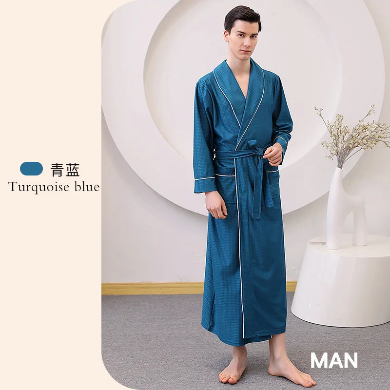 Hotel Couple Bathrobe Long Sleeved Robe Kimono Sleepwear Pajama Large Size