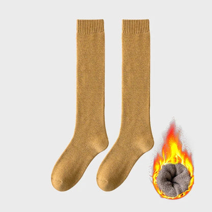 Women's Winter Warm Long Stockings Thick Thermal Cotton Terry Solid Breathable Knee High Socks