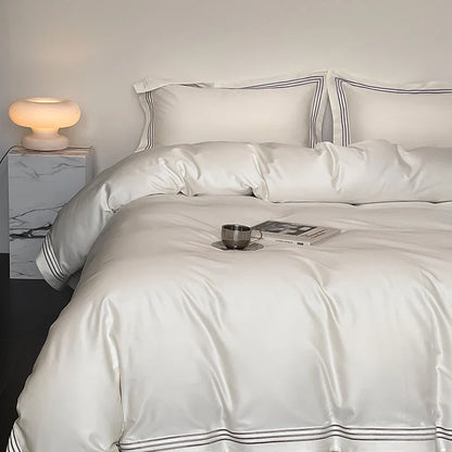 Luxury 1000TC Egyptian Cotton Solid Color Hotel Style Embroidery Bedding Duvet cover Set
