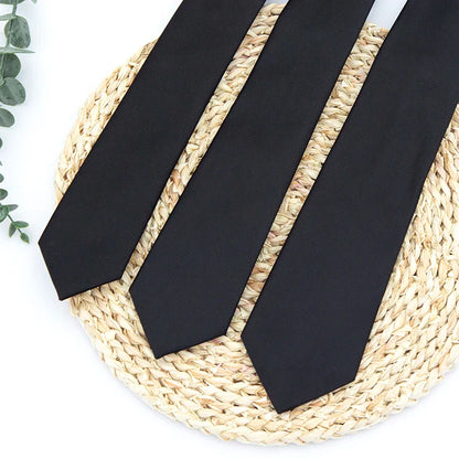 Classic Black Solid Ties for Men High Quality Women Neckties for Wedding Party Business Casual