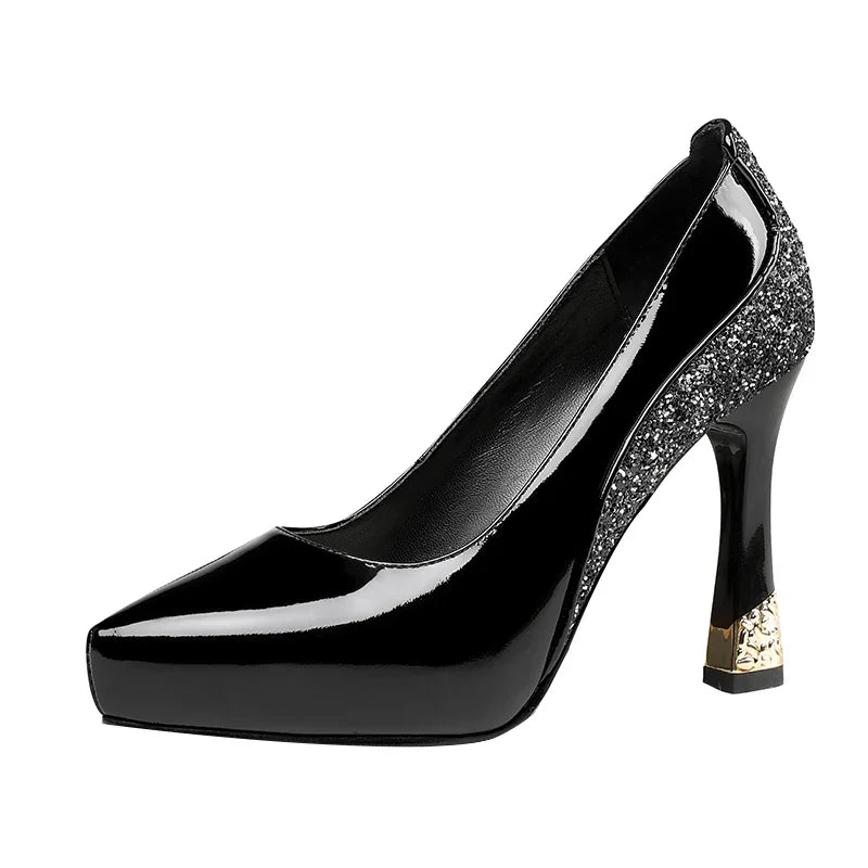 Leather Woman Think High Heel Platform Pump Pointed Toe Shoes